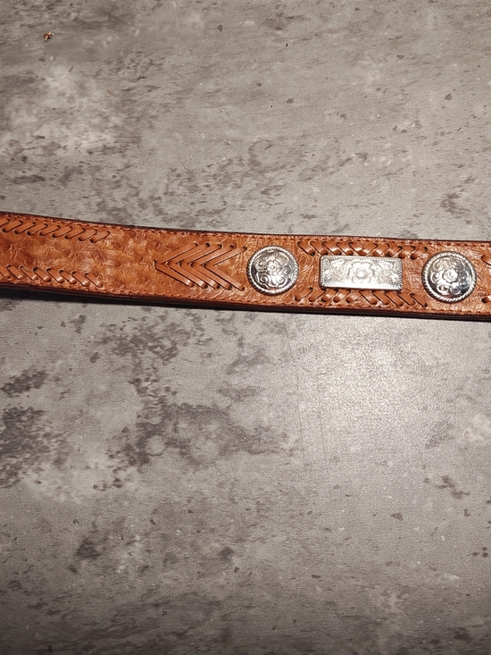 Brown Leather Belt Strap with Decorative Conchos main image 5